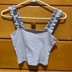 Garage blue ruffle strap tank top size small